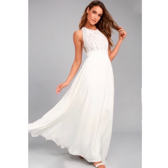 Lulus Dresses & Skirts - Lulu's Forever and Always White Lace Maxi Dress